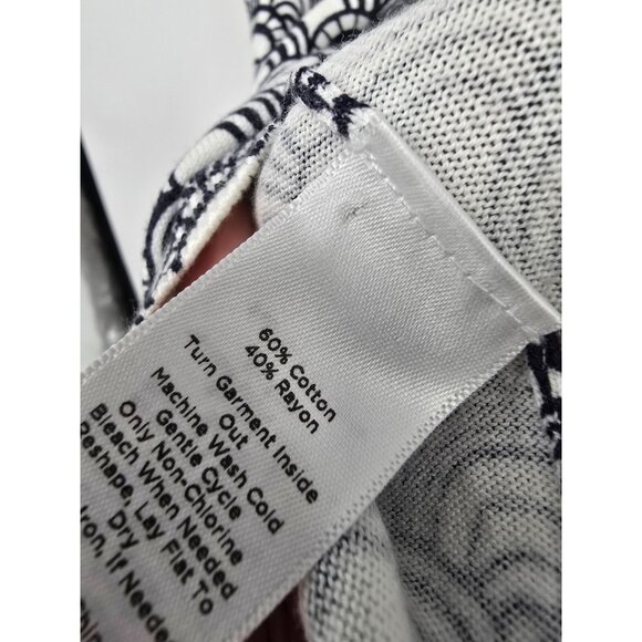 Talbots Size 1X Womens Lightweight Cardigan Black White Geometric Print Sweater - Picture 4 of 4